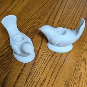 Avon White Ceramic Bird Candle Holders - Set of 2
